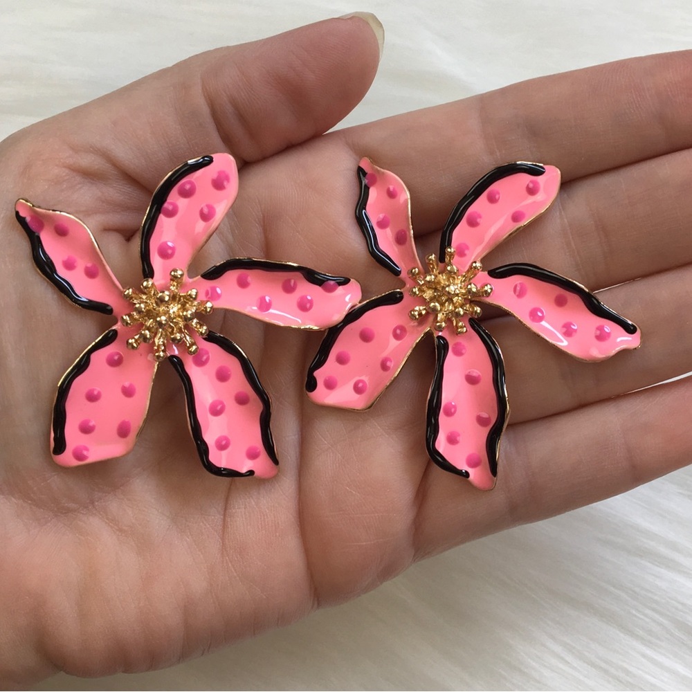 ✨3for$38 New Zara Enamel Floral Earrings ~ Floreat Statement Earrings - Picture 8 of 16